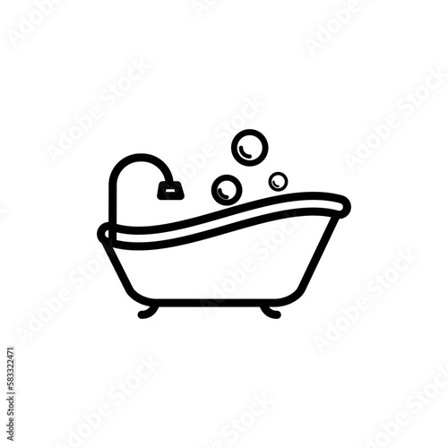 Bathtub icon vector logo design template flat style