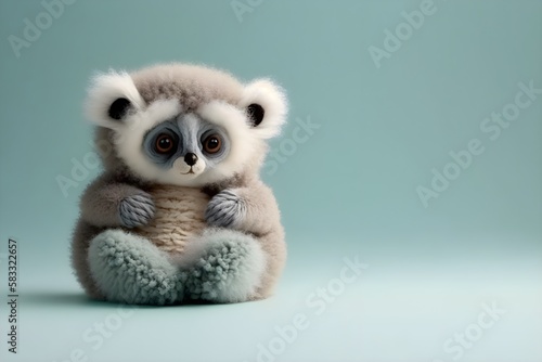 Background of a cute lemur. Wallpaper illustration. Front view with copy space for text information or content. Concept of writing paper, birthday card, invitation card. Generative AI. © unik