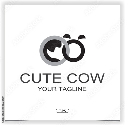 cute cow logo premium elegant template vector eps 10
