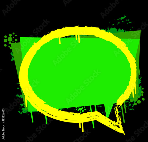 Graffiti Background. Abstract green and yellow modern street art speech bubble decoration performed in urban painting style.