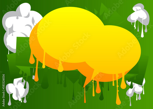 Graffiti Background. Abstract green and yellow modern street art speech bubble decoration performed in urban painting style.