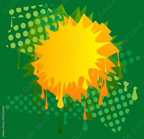 Graffiti Background. Abstract green and yellow modern street art speech bubble decoration performed in urban painting style.
