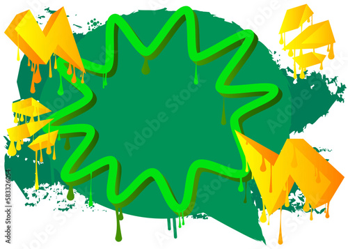 Graffiti Background. Abstract green and yellow modern street art speech bubble decoration performed in urban painting style.