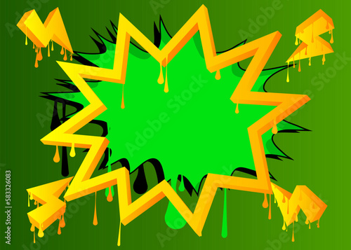 Graffiti Background. Abstract green and yellow modern street art speech bubble decoration performed in urban painting style.