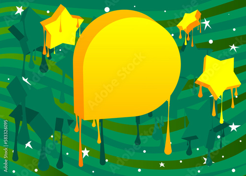 Graffiti Background. Abstract green and yellow modern street art speech bubble decoration performed in urban painting style.