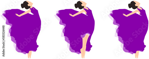 Cute ballerina with purple gown fashions. 