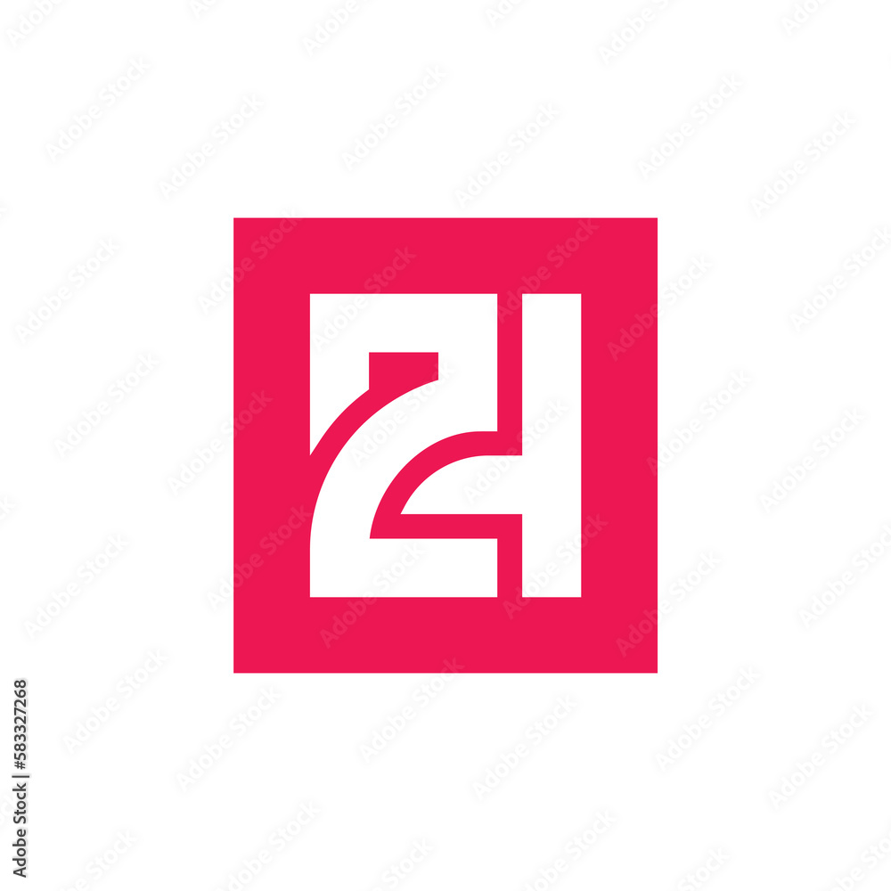 Initial ZH logo design, square shape monogram vector Initial ZH logo design, square shape monogram vector