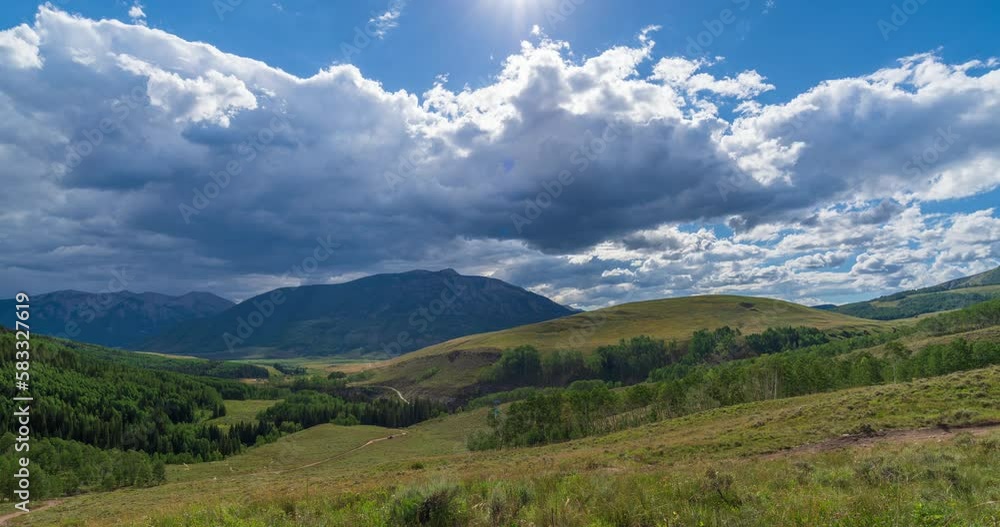 Summer mountain valley with brewing storm and rain Summer mountain valley with brewing storm and rain