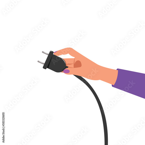 Hand holding electric plug, Electricity concept. 