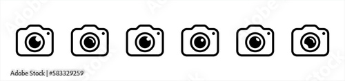 photo camera icon set. camera in flat, line style symbol. photography camera line art signs, vector illustration