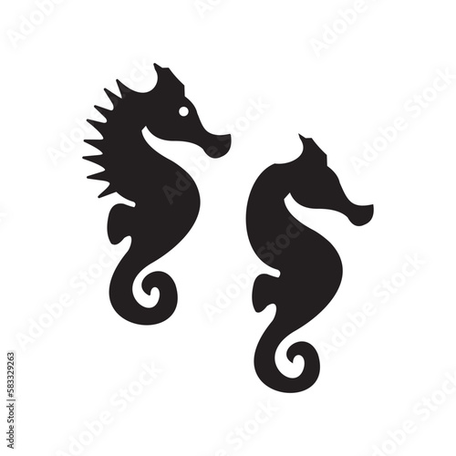 Sea horse set icon vector