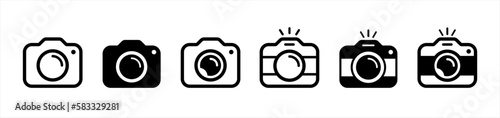 Camera icon set. photo camera in flat style symbol. photography camera line art signs, vector illustration