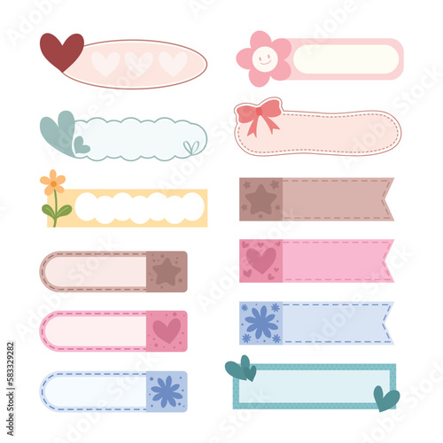 Set of name tag template vector