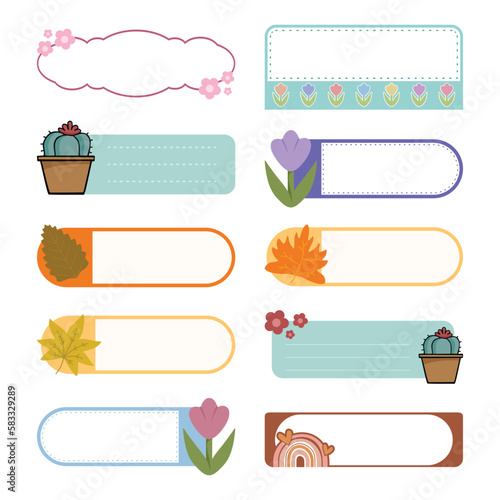 Set of name tag template vector