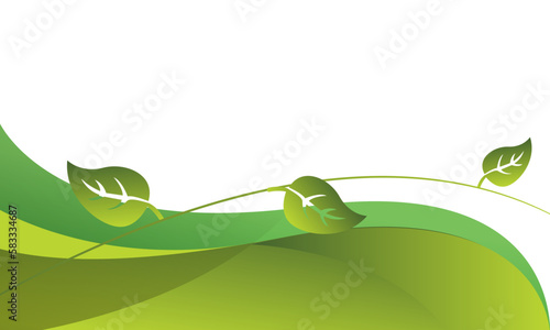 Abstract green leaves wave banner background
