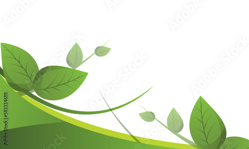 Abstract green leaves wave banner background