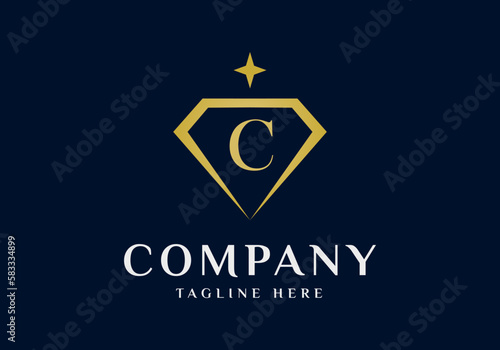 A logo with the letter c and a diamond