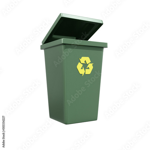 Rubbish bin, trash can 3D illustration, icon, Several View Pack Render, HD, Premium Quality, Alpha Background, PSD Format