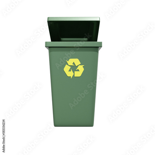 Rubbish bin, trash can 3D illustration, icon, Several View Pack Render, HD, Premium Quality, Alpha Background, PSD Format