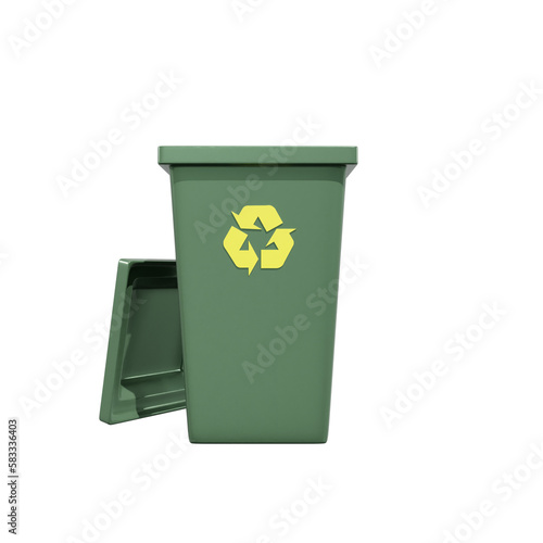Rubbish bin, trash can 3D illustration, icon, Several View Pack Render, HD, Premium Quality, Alpha Background, PSD Format