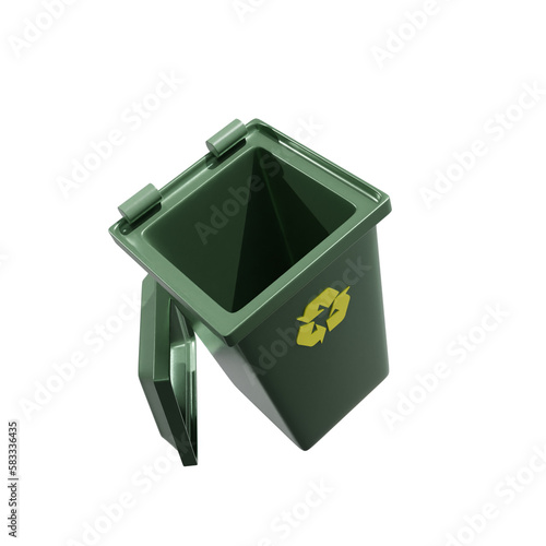 Rubbish bin, trash can 3D illustration, icon, Several View Pack Render, HD, Premium Quality, Alpha Background, PSD Format photo