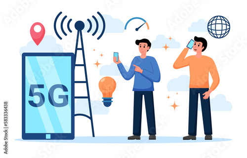 Mobile wireless 5th generation technology background design vector. 5G wireless network technology concept