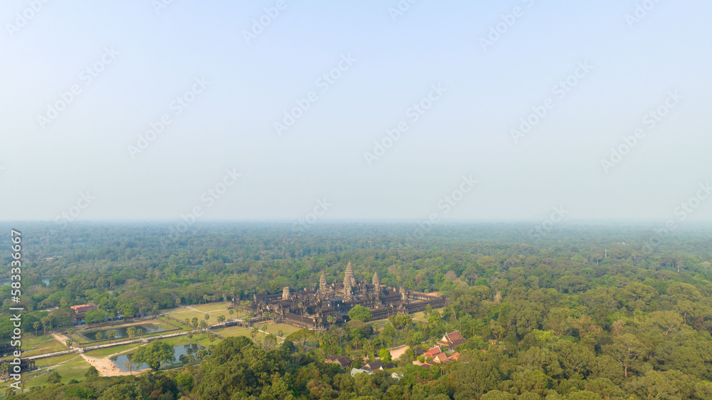 Angkor Wat, Cambodia, UNESCO World Heritage Site, seven wonders of the world by drone