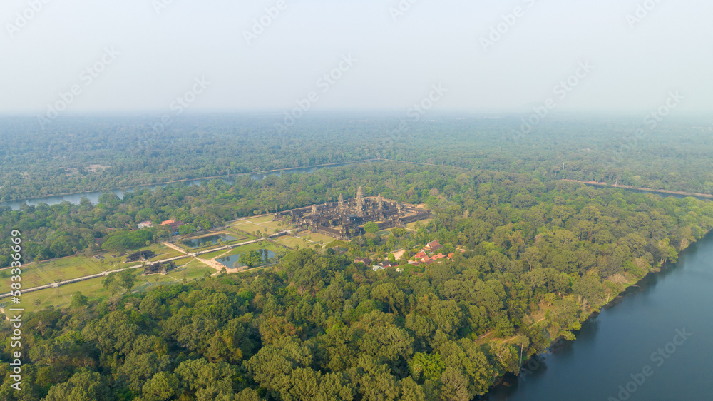 Angkor Wat, Cambodia, UNESCO World Heritage Site, seven wonders of the world by drone