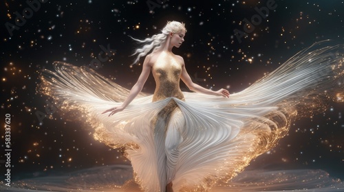 Fierce Warrior with Wings and Golden Jewelry: Anger and Power Personified | High-Quality Stock Photo