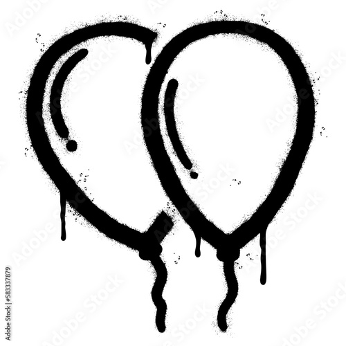 Spray Painted Graffiti Balloon icon Word Sprayed isolated with a white background. graffiti Balloon with over spray in black over white.
