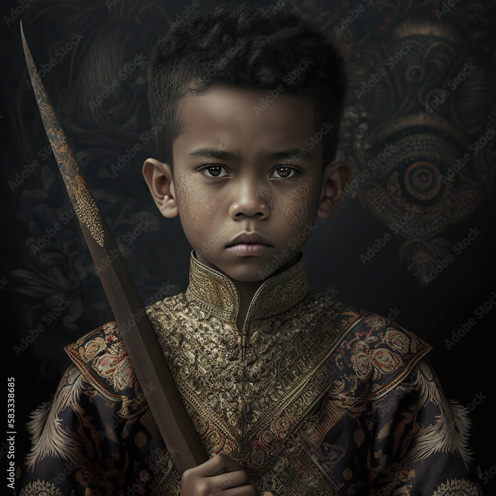 boy, innocent, face, portrait, indonesian, batik ornaments, batik ...