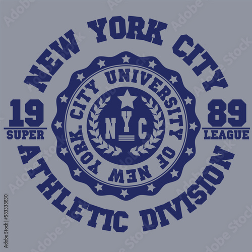 New York City T-shirt fashion Typography, sport emblem design, New york league graphic Print label - vector