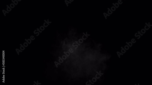 Aerial white smoke blowing overlay isolated on alpha background in 4K
