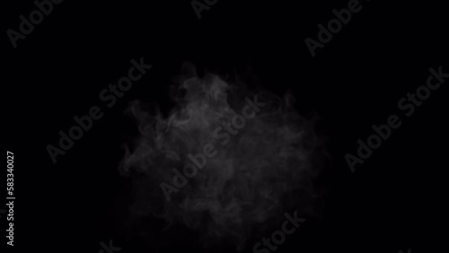 Aerial white smoke blowing overlay isolated on alpha background in 4K