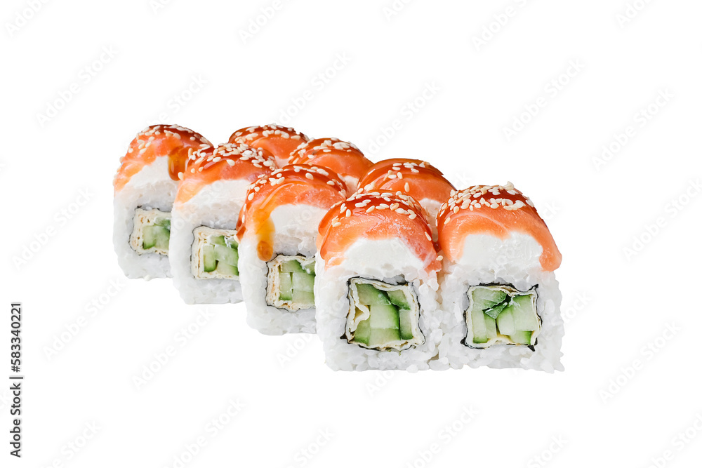 Sushi Rolls, Japanese foods, maki isolated background. Perfect for using in food commercial, menu, poster design. Sushi Rolls, Japanese foods, maki isolated background. Perfect for using in food commercial, menu, poster design.