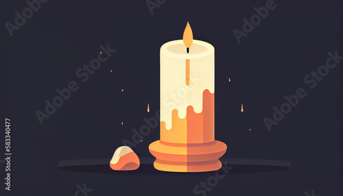 candle, minimalistic flat design illustration, Generative AI