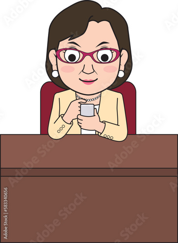 スマホを見る女性社長