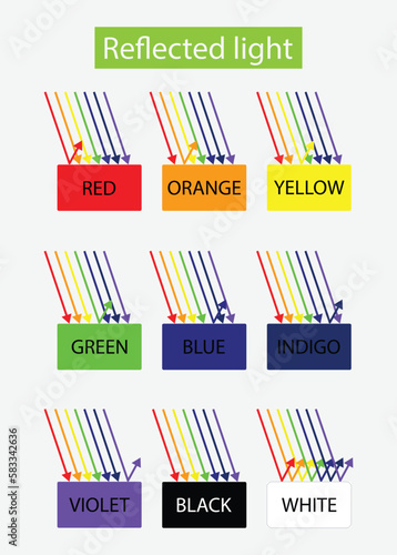 illustration of physics, different colors in sunlight, Visible light spectrum of human eye infographic diagram wave length visibility invisible ray, 