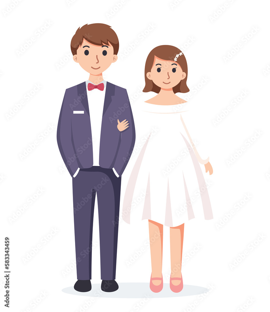 Bride and Groom. Couple wedding illustration