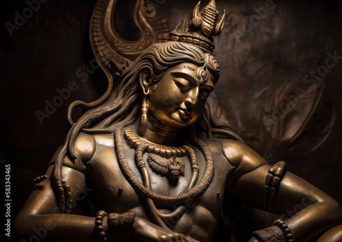 Hindu mythologic God of Vishnu. Concept of meditation and buddhism. Generative AI.