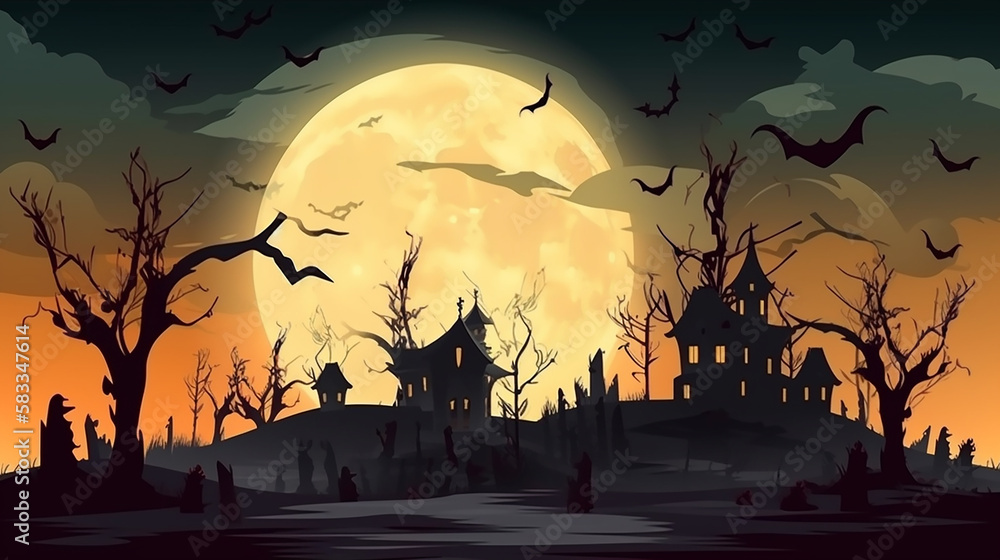 halloween background with moon scary atmosphere crazy night generative AI halloween background with moon scary atmosphere crazy night generative AI