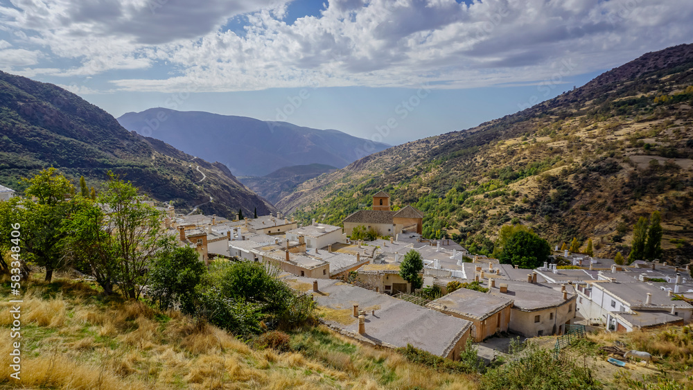 Panoramic view of a town in the Sierra Nevada in Granada