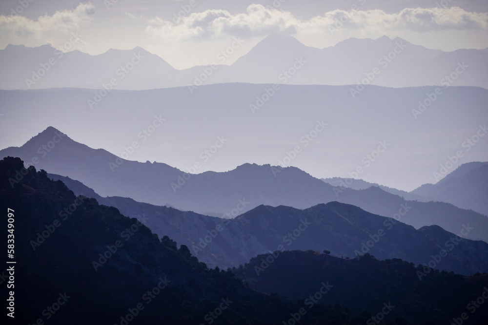 Serrano mountainous landscape of the Alpujarra of Granada