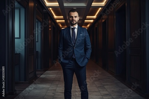 handsome CEO smiling , ai generated photo