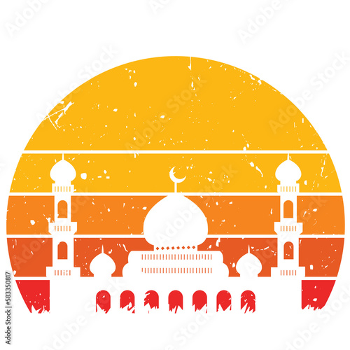 ramadan retro sunset template mosque
