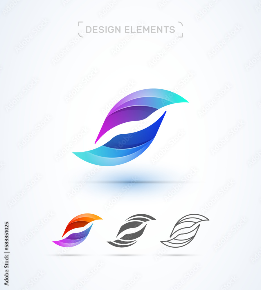 Obraz premium Abstract letter O or S vector logo template. Creative app icon, company sign in flat, 3d, line styles. Origami twisted.