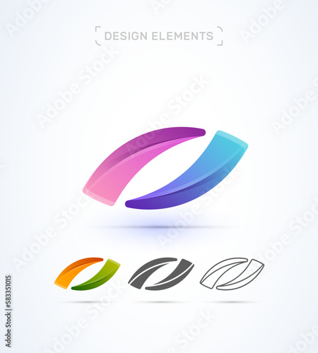 Vector abstract two elements letter O logo design template. Synergy, twisted, flat, line art styles