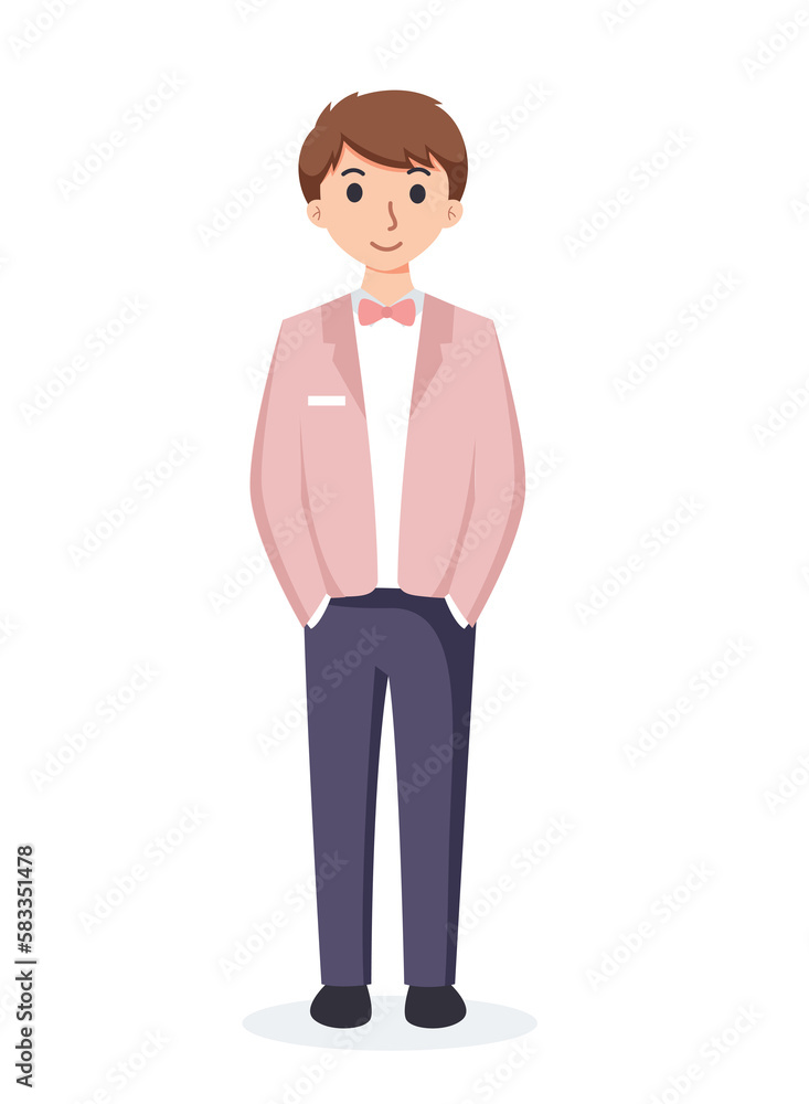 groomsmen wedding man in suit cartoon illustration