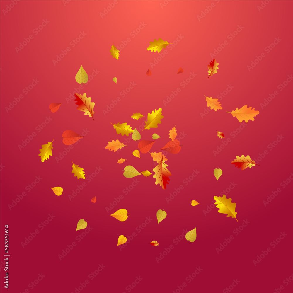 Yellow Leaf Vector Red Background. Seasonal Yellow Leaf Vector Red Background. Seasonal