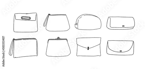 白いクラッチバッグのイラストセット